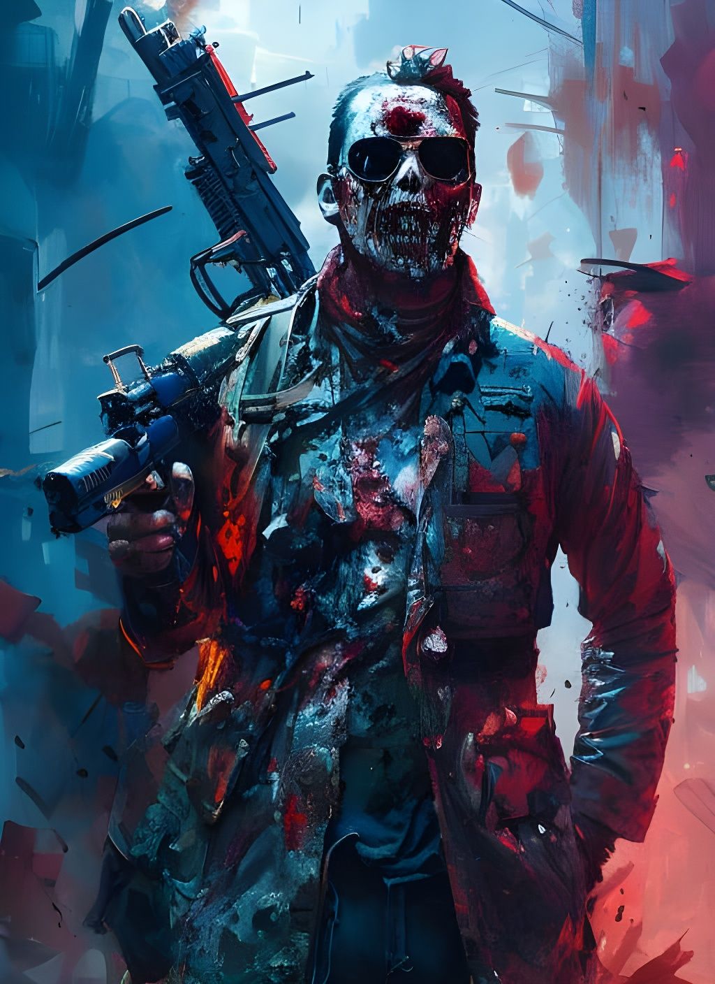 Badass Zombie Man Portrait in Anime Style