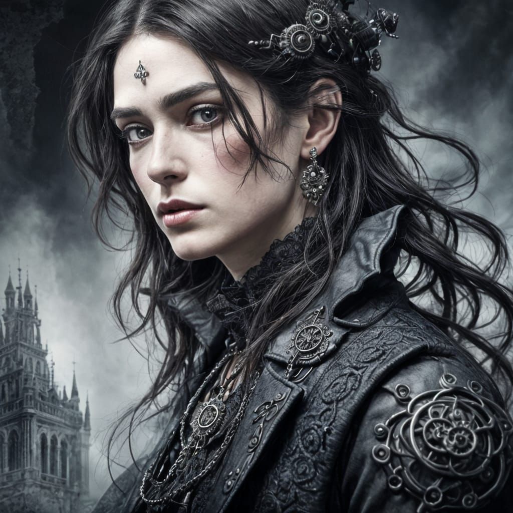 Ethereal Gothic Portrait in Steampunk Style
