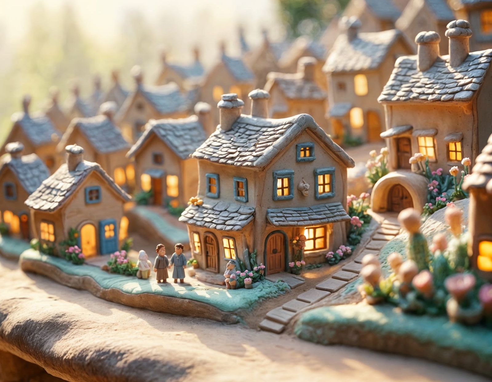 Clay Village Awakening in Stop-Motion Style