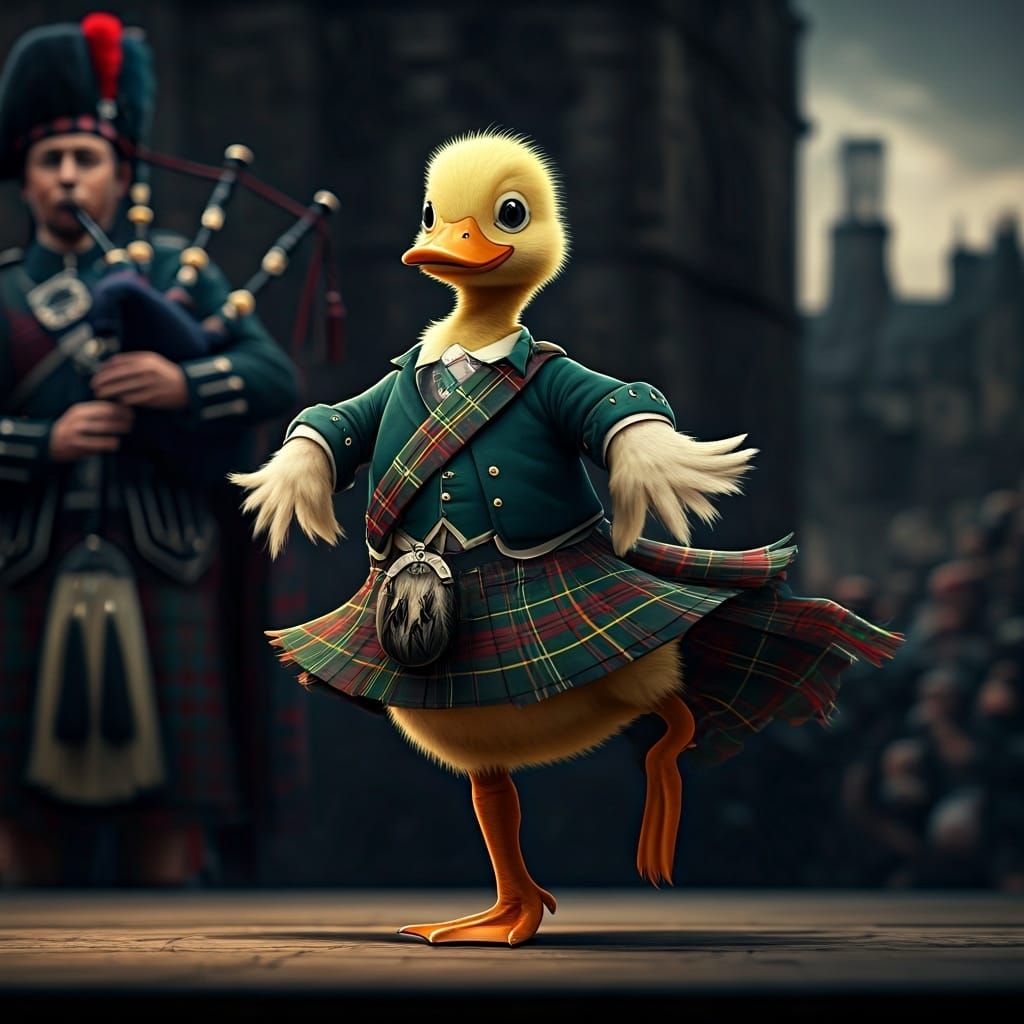 Scottish Dancing Duckling Performs Highland Fling