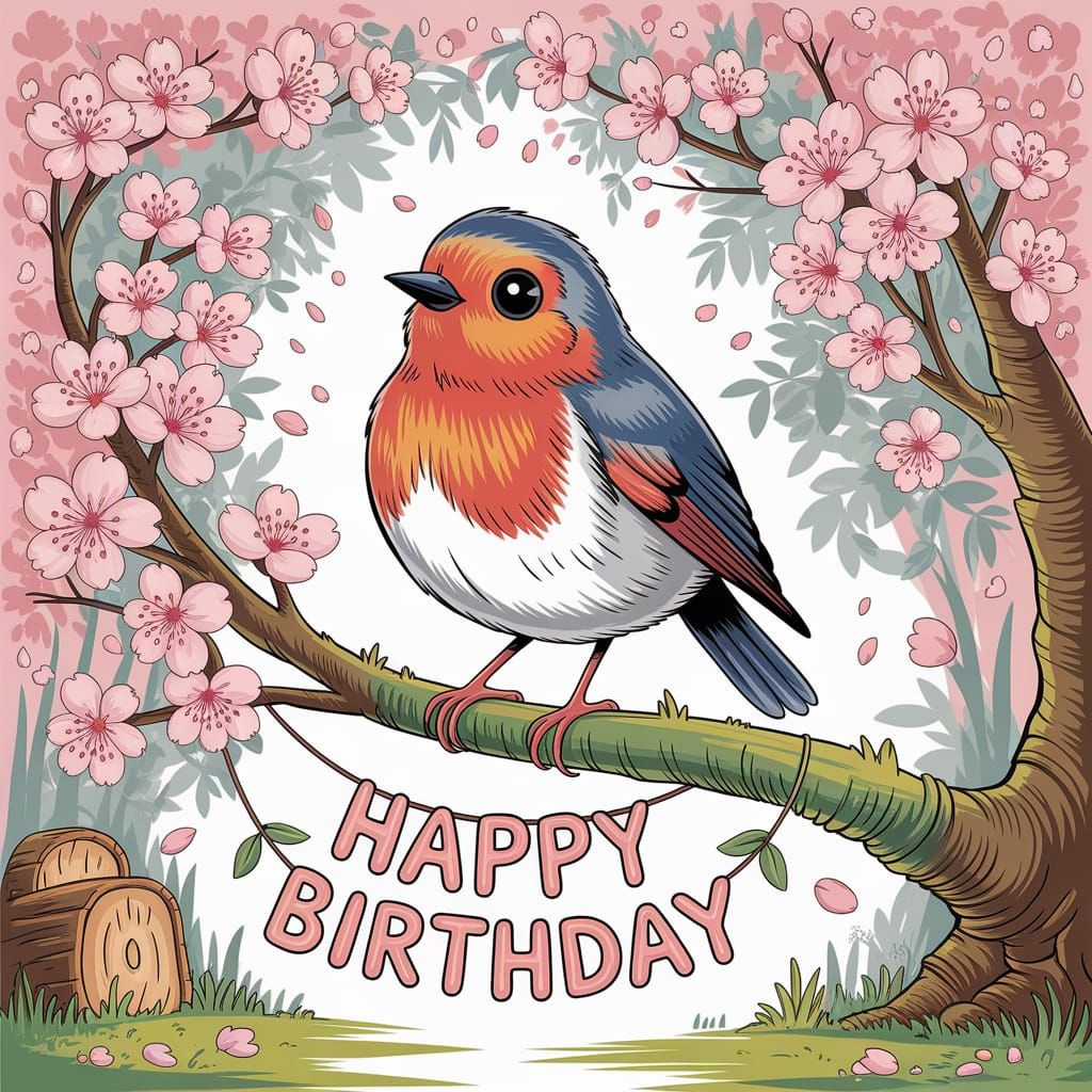 Robin's Birthday Celebration in Children's Book Illustration