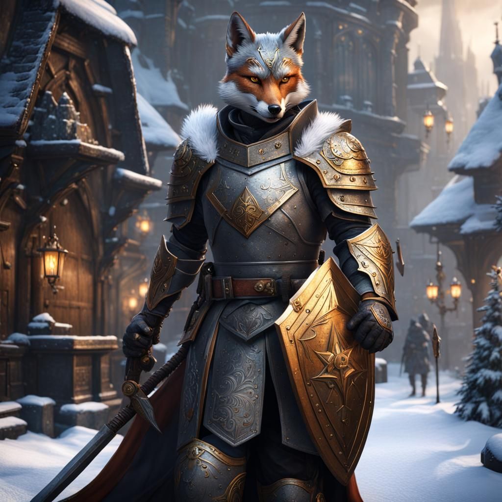 Grey Fox Cleric of the Forge in Snowy City