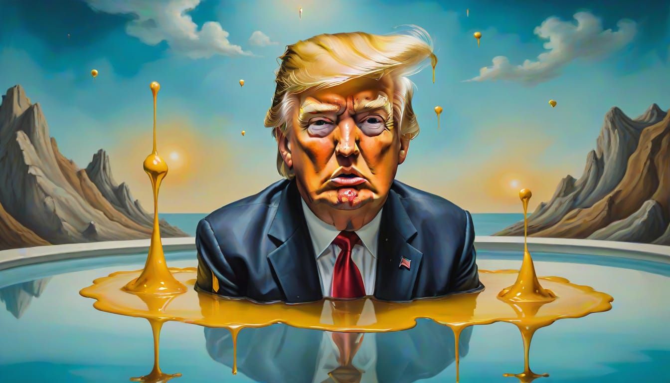 Surrealist Portrait of Melting Figure in Dali Style