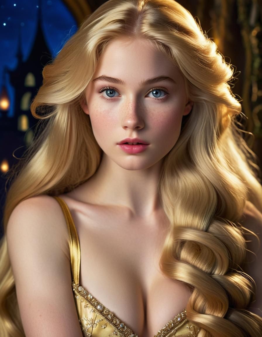Golden-Haired Beauty in Dramatic Lighting
