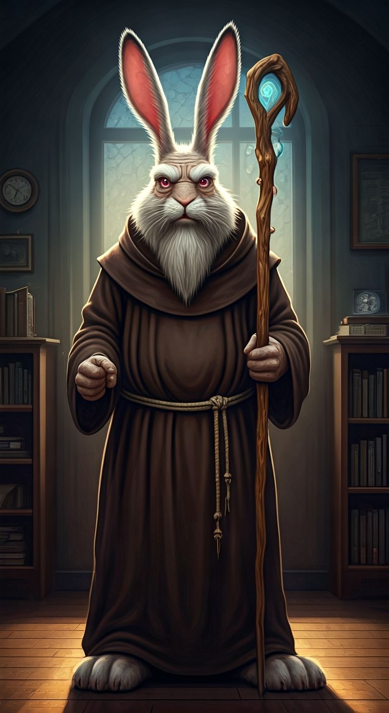 Seven-Foot Rabbit Monk with Rune Staff