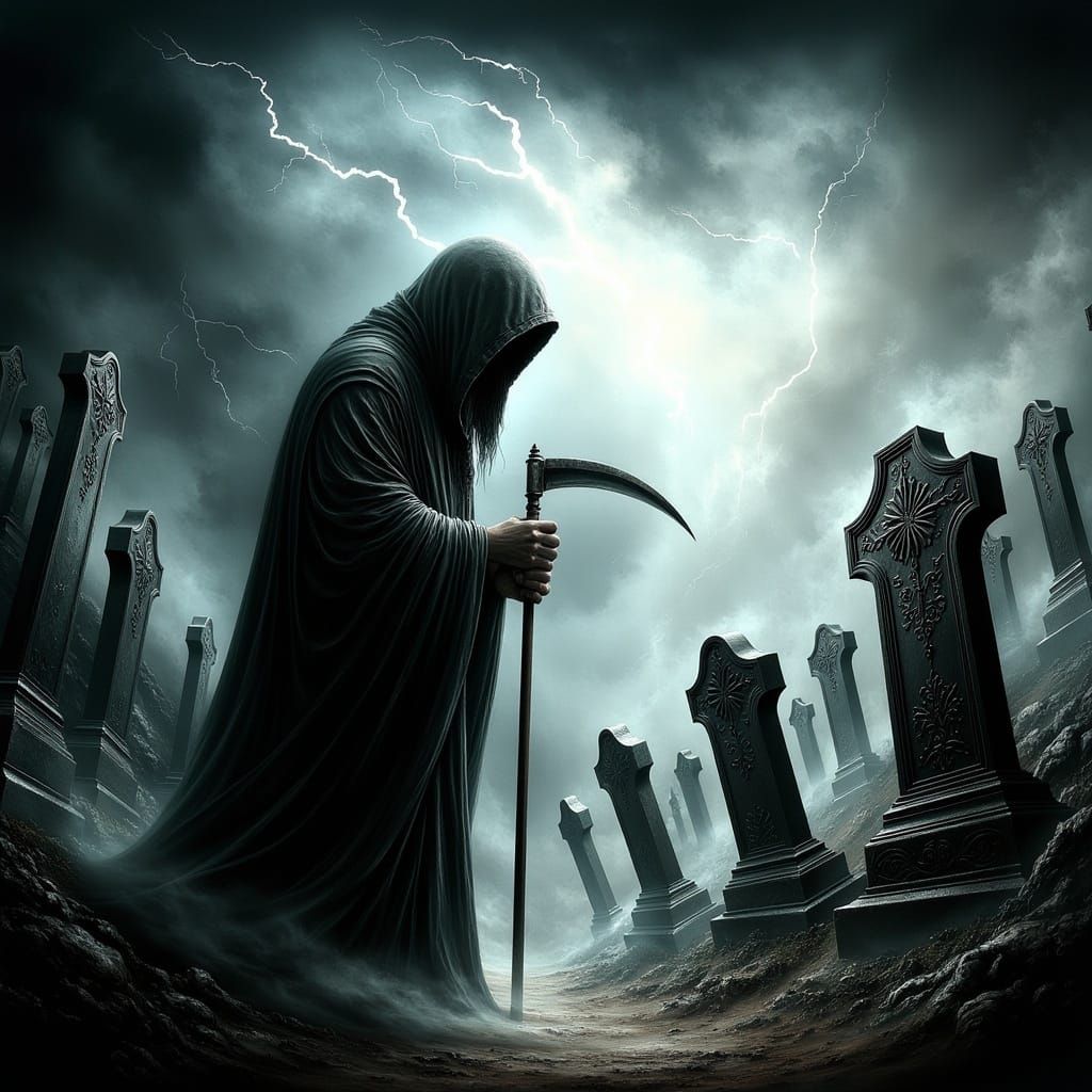 Grim Reaper in Graveyard with Lightning