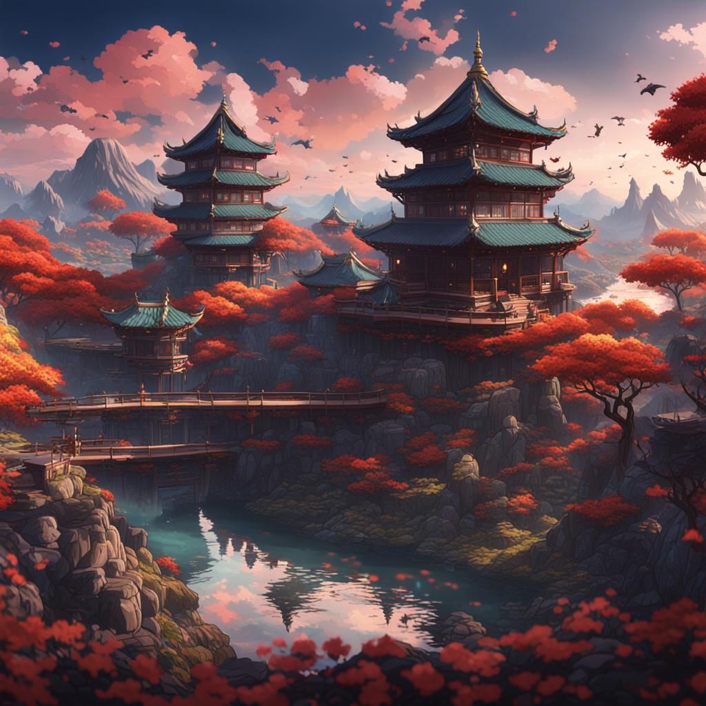 Akaza from Demon Slayer in Detailed Matte Painting