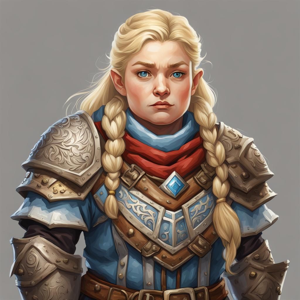 Young Blonde Female Dwarf Cleric