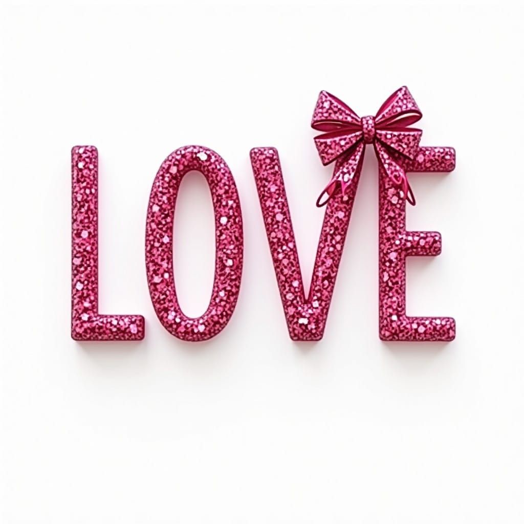 Whimsical Valentine's Day T-Shirt Design in Pink Glitter