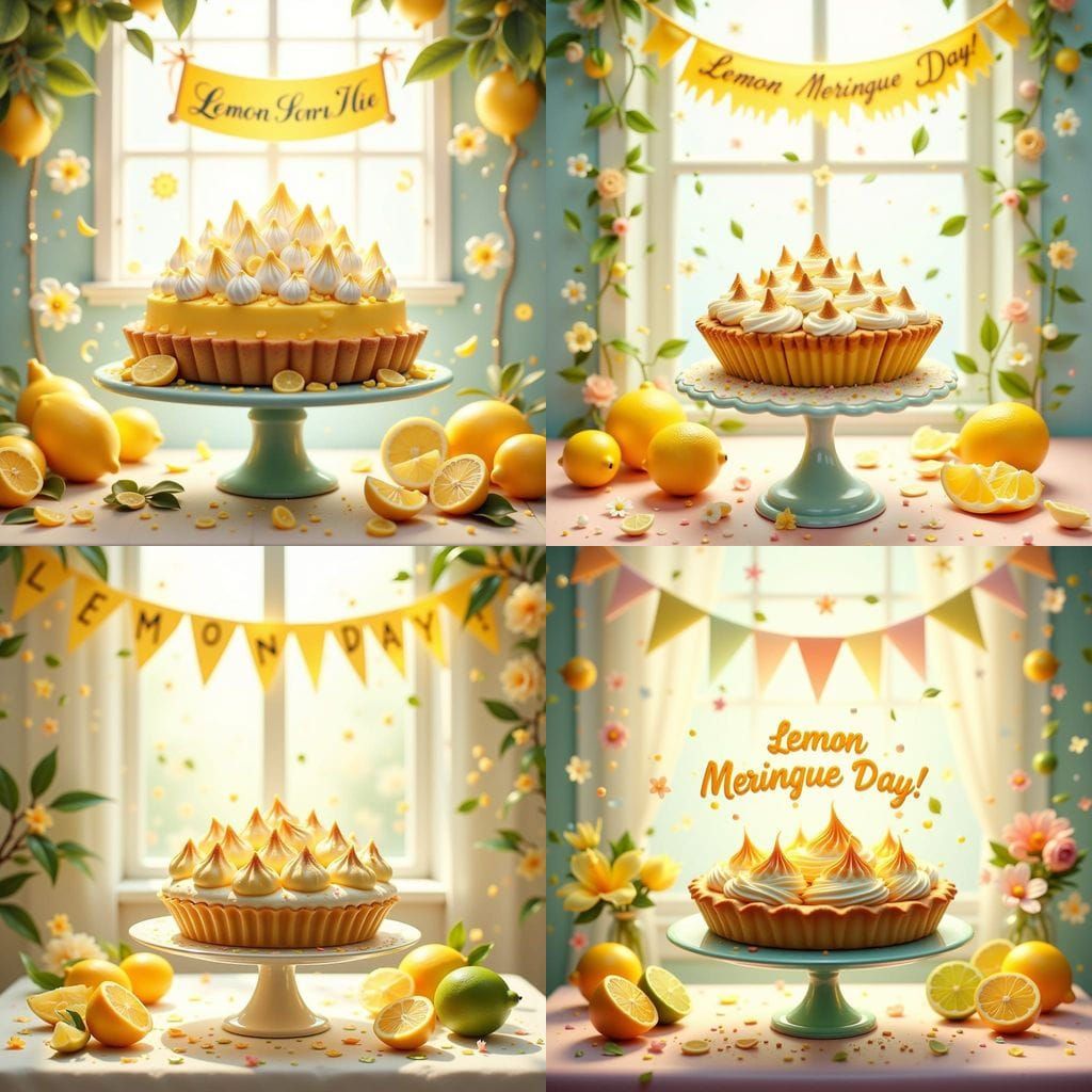 Festive Lemon Meringue Day Cartoon Scene