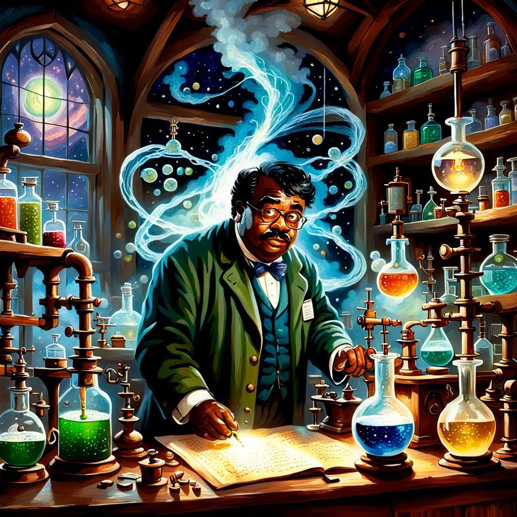 Nutty Professor's Lab: A Kinkade-Inspired Science Mishap