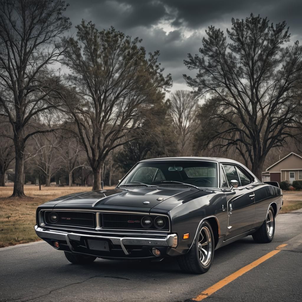 Dodge Charger Engine Bay: Hyperrealistic Car Photography