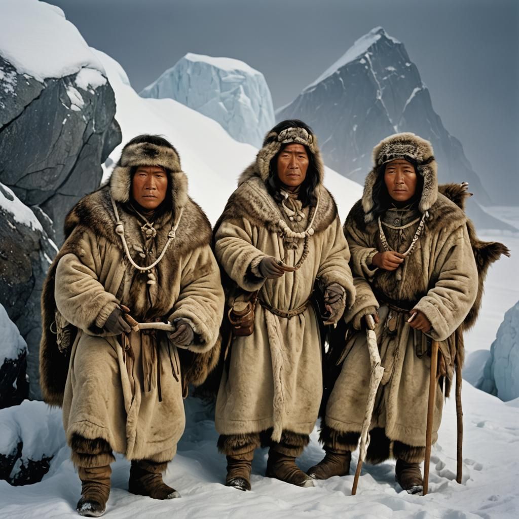 Stone Age Inuit in Snowy Landscape