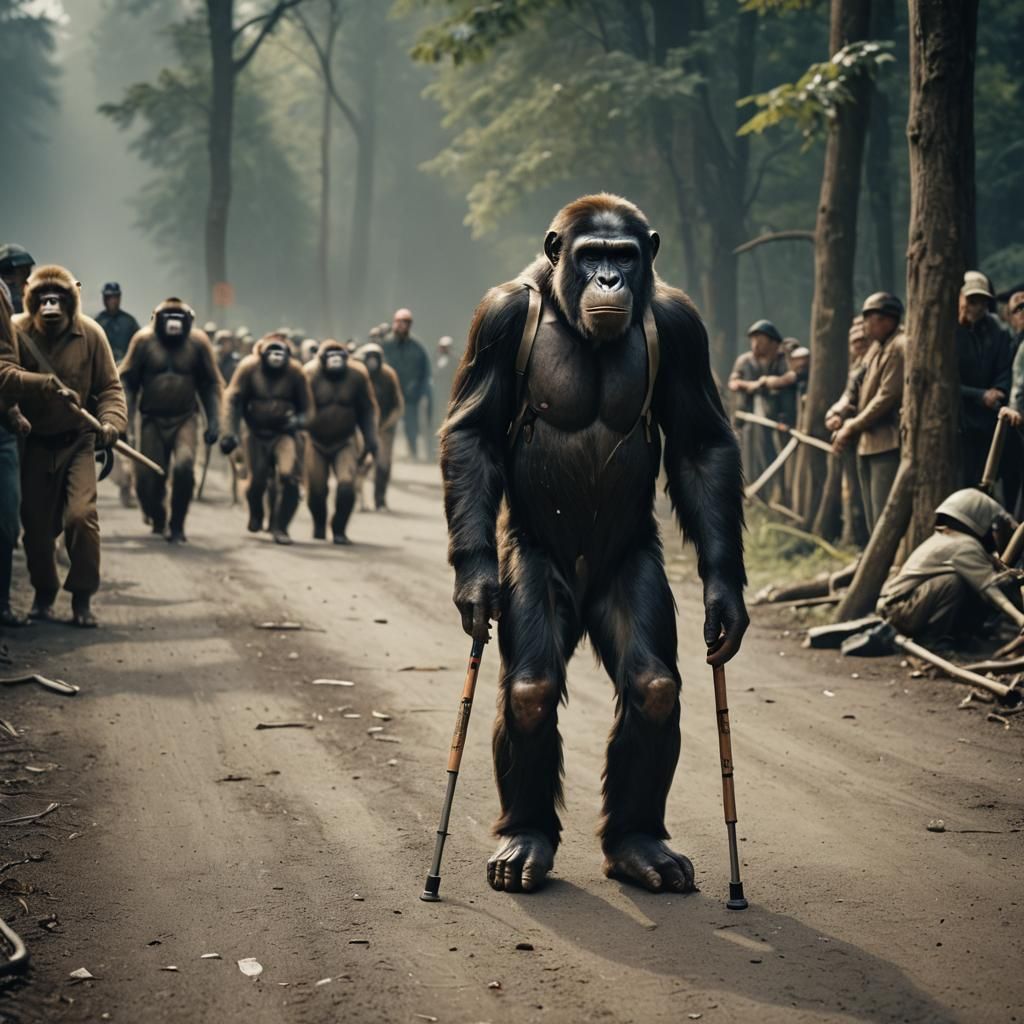 Ape Wins Race on Crutches: Cinematic Still