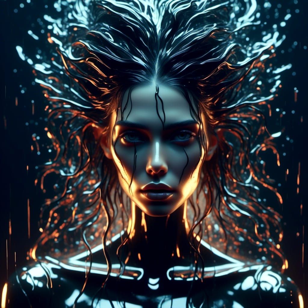 Glowing Alabaster Woman in Polished Glass Style