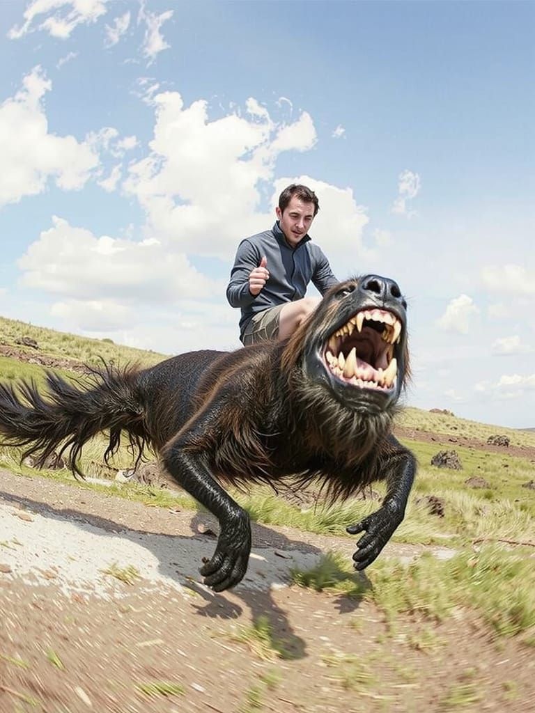 Distorted Figure Leaping with Jagged Shadow