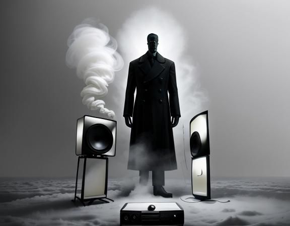 Vintage TV with Yellow Static in Monochrome