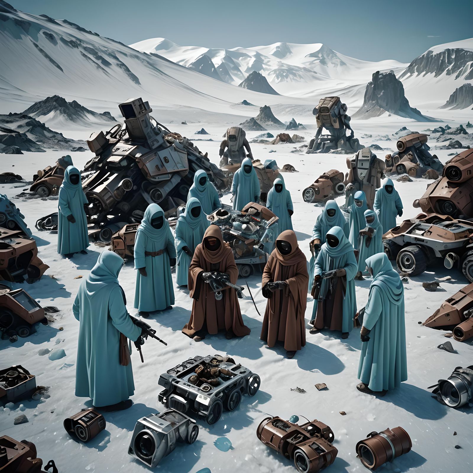 Icy Wasteland: Jawa Scavengers on a Frozen Planet