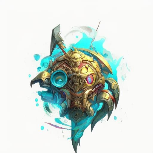 Sapphire Jaguar Skull with Golden Halo