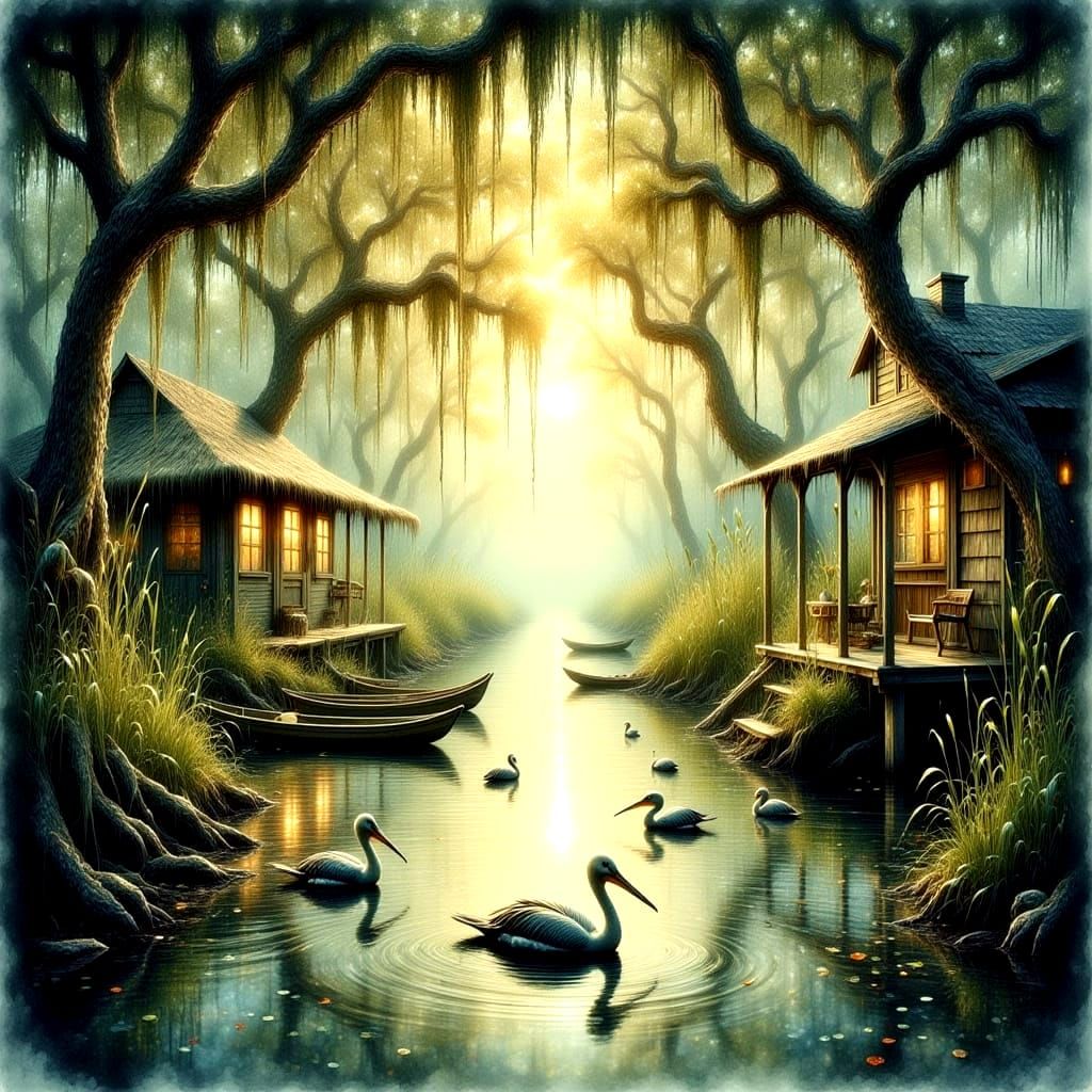 Surreal Louisiana Bayous in Dreamy Enchantment Style