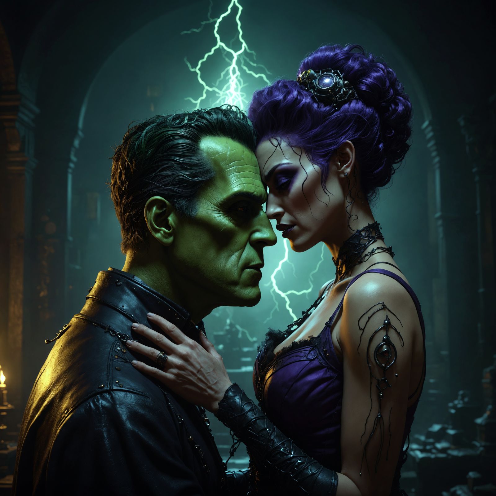 Frankenstein's Kiss: An 8k Dark Fantasy Masterpiece