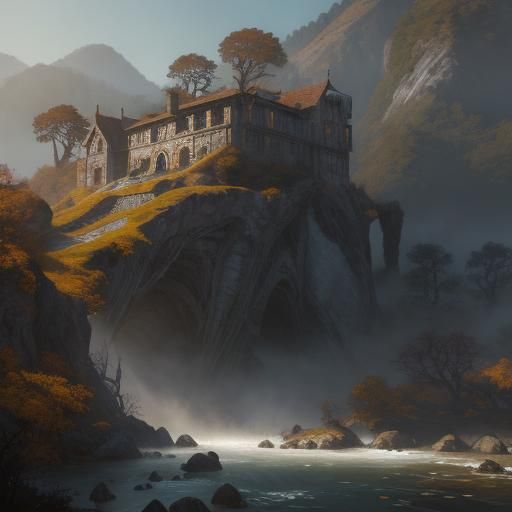 Surreal California Schoolhouse Amidst Fantasy Landscape