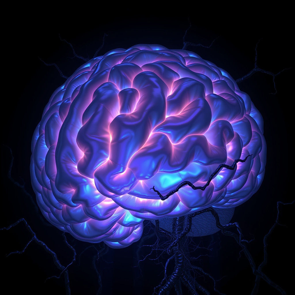 Pulsing Brain Tissue Mass in Surreal Digital Art