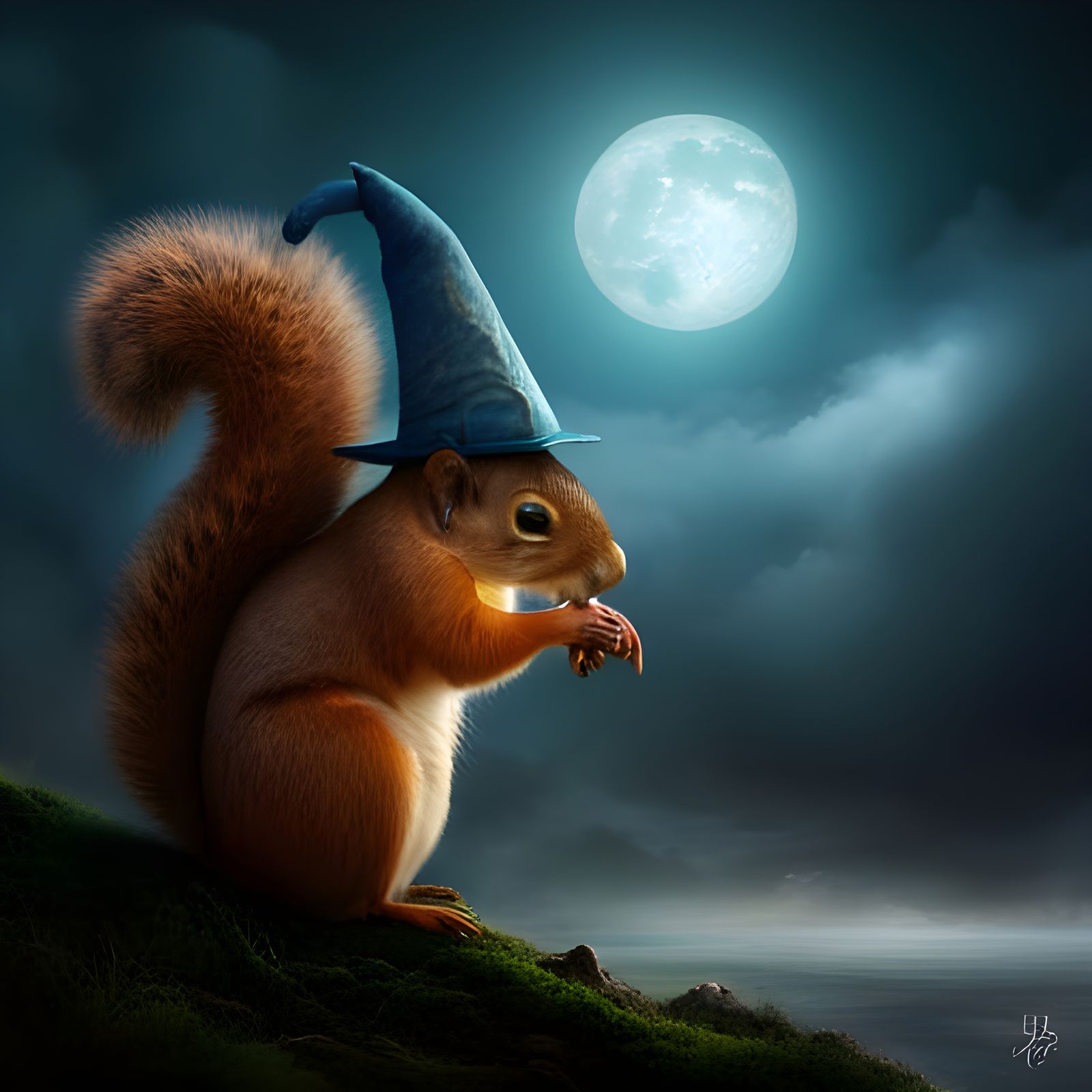 Squirrel Wizard in Detailed Digital Matte Painting