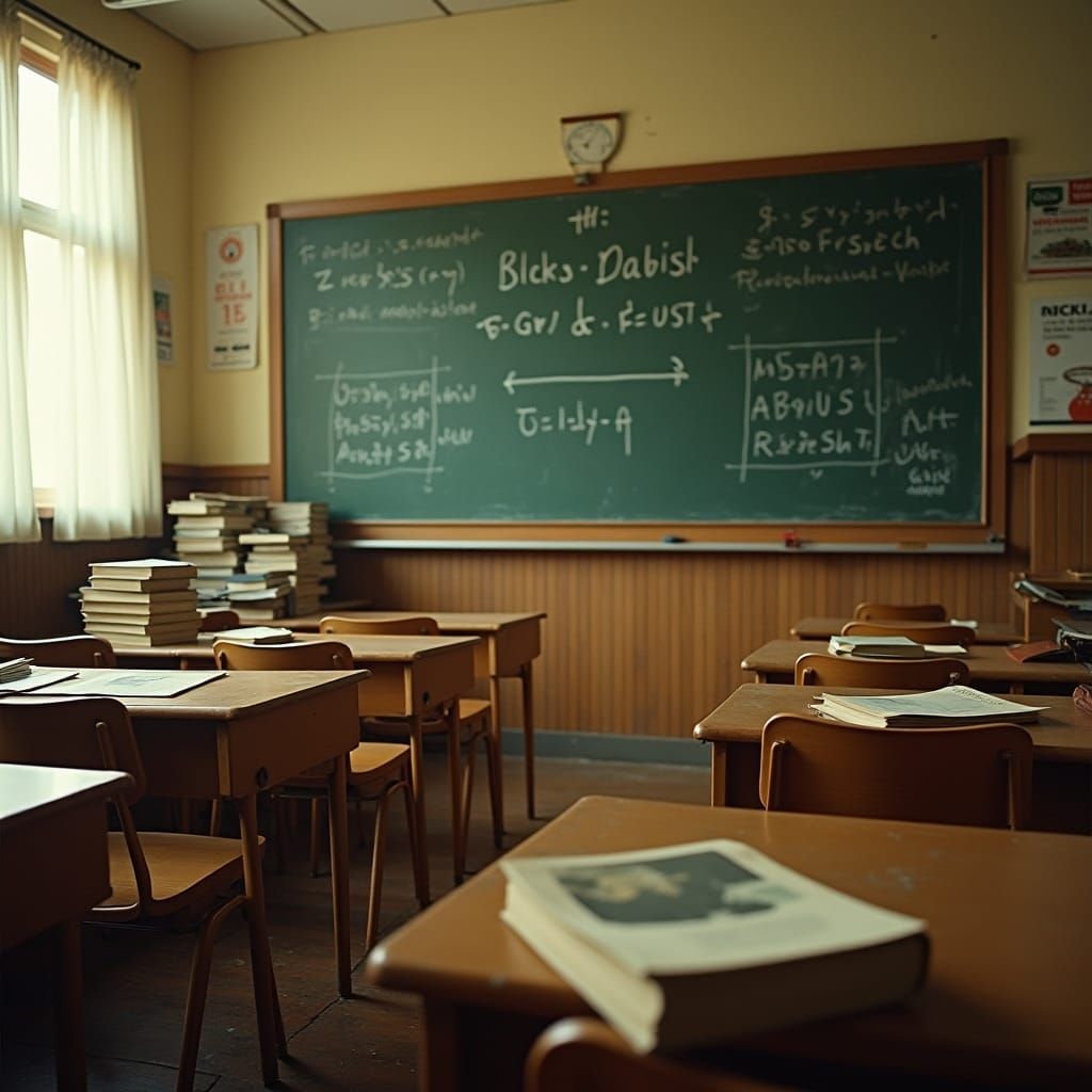1970s Classroom in Hyperrealistic Style