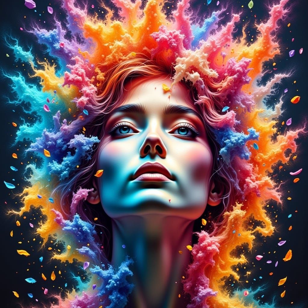 Vibrant Portrait in Surreal Neon Style