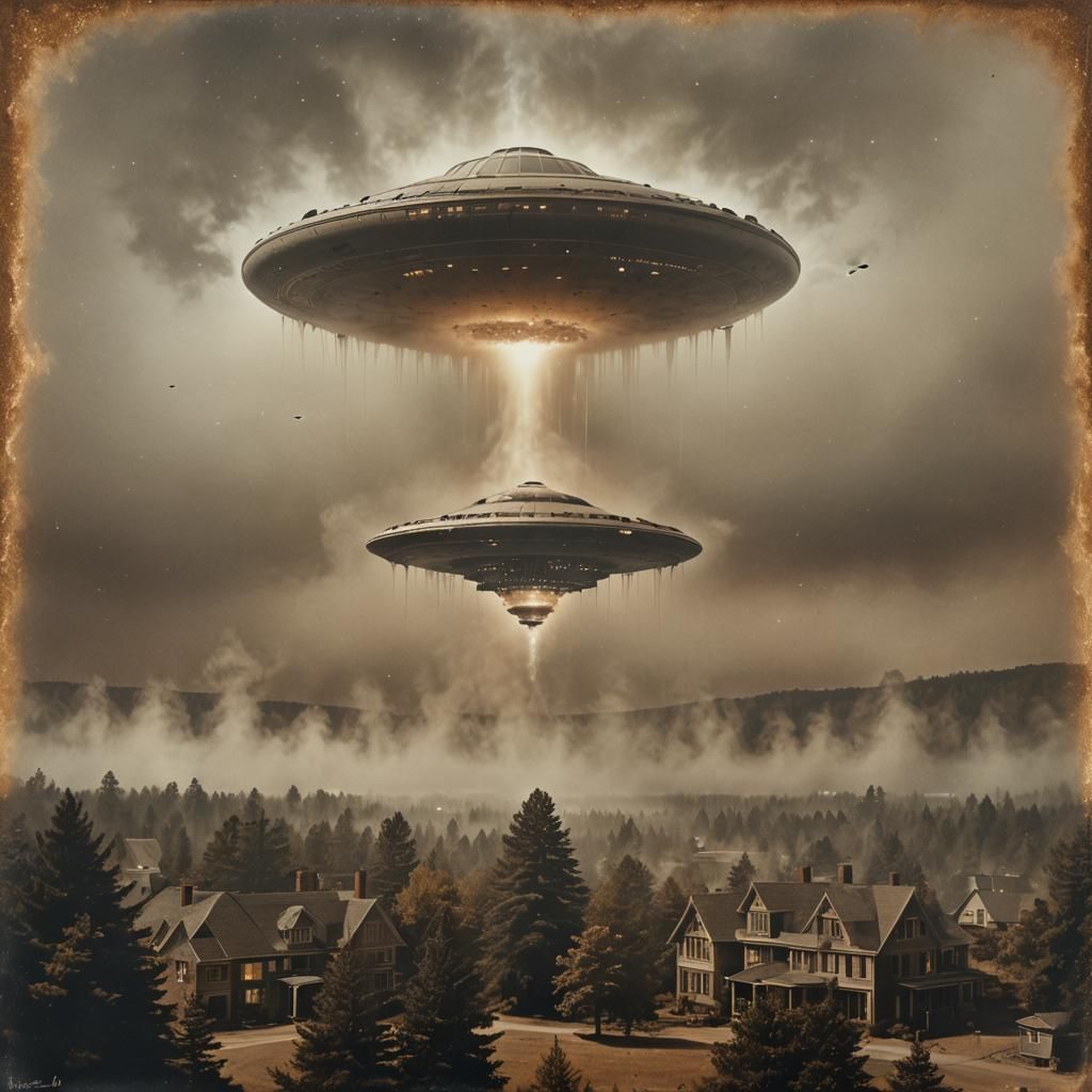 UFO 'Roswell 1947' Polaroid Photo on Cork Board