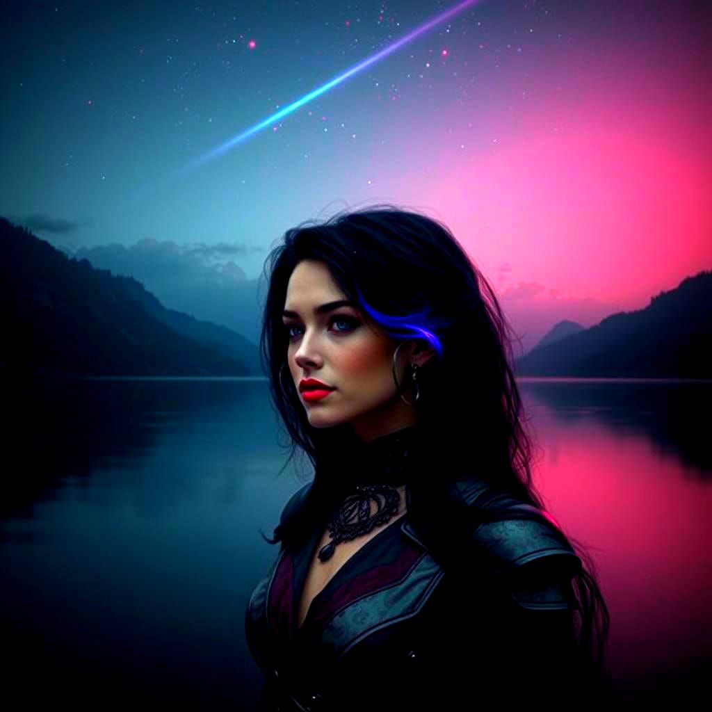 Steampunk Beauty Under a Stellar Night Sky