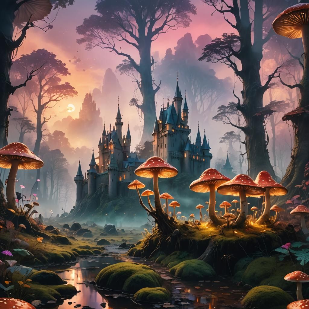 Mystical Forest: Double Exposure Fantasy Landscape