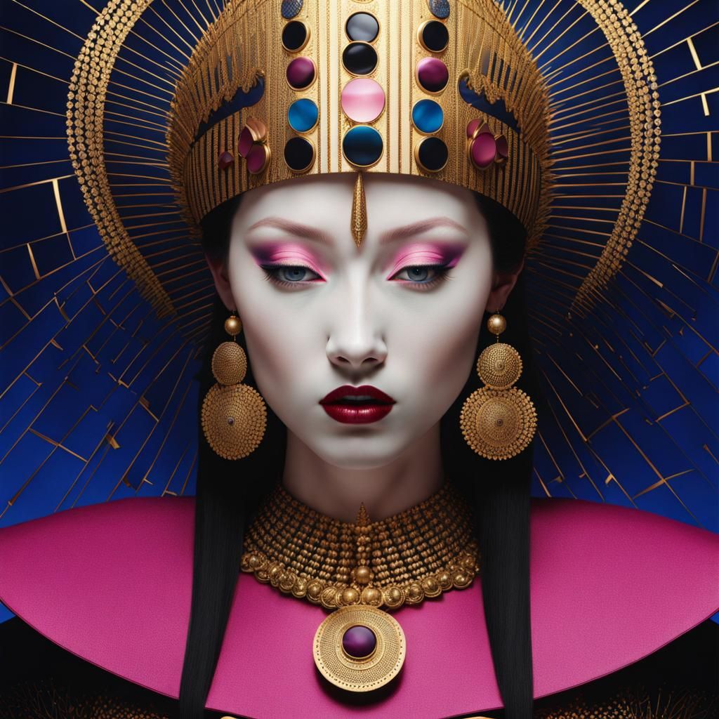 Tribal Woman Portrait with Gold Accents