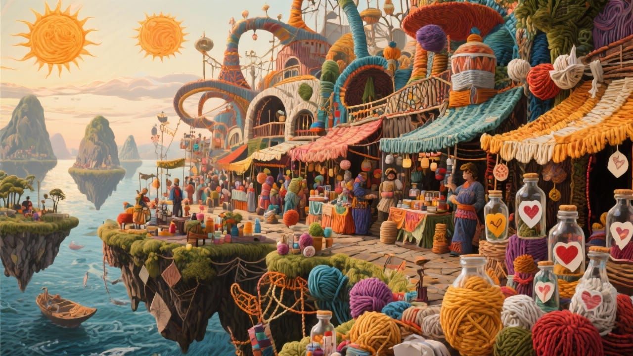 Vivid Tapestry of Floating Island Marketplace