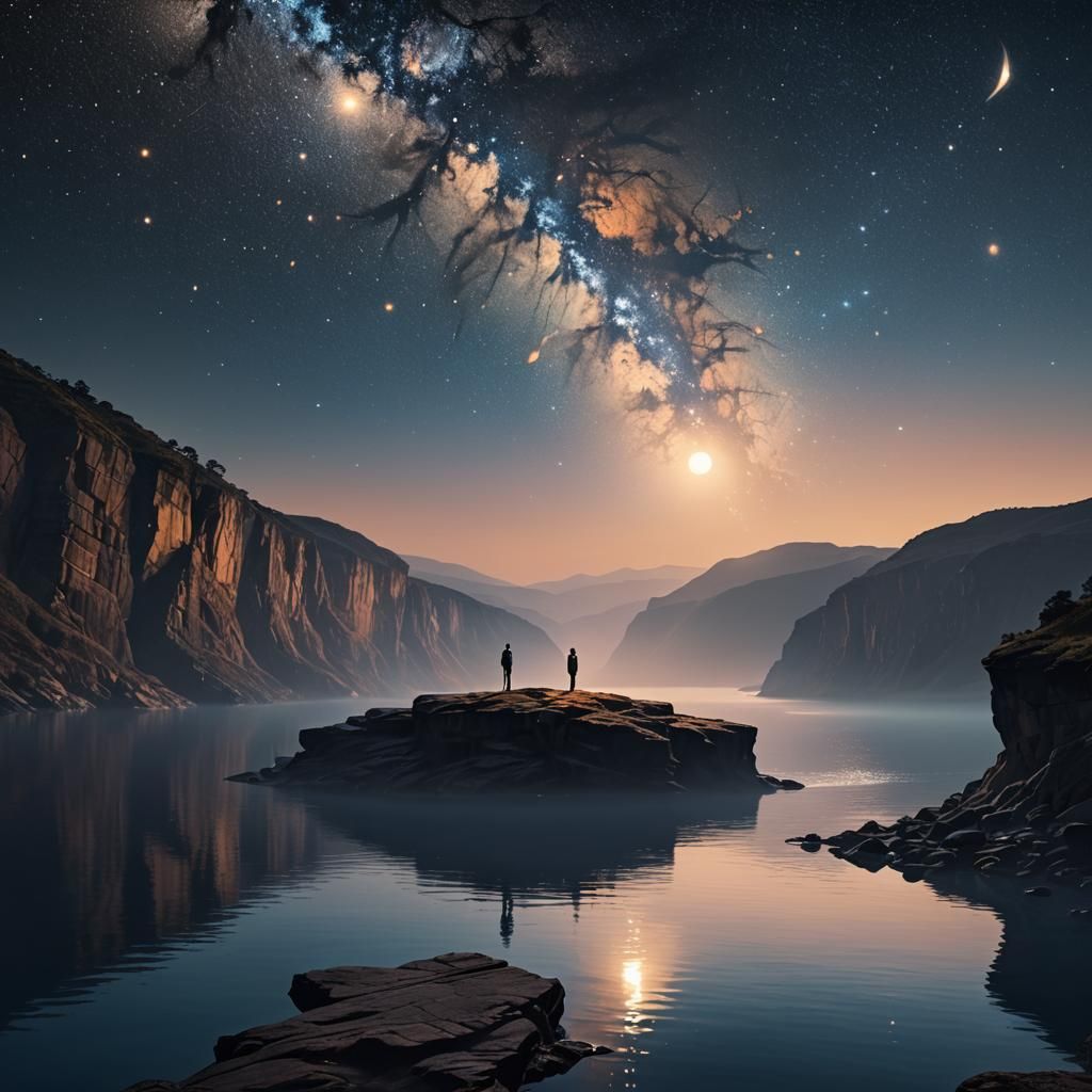 Surreal Cliffside Stargazer in Zaffre Hues