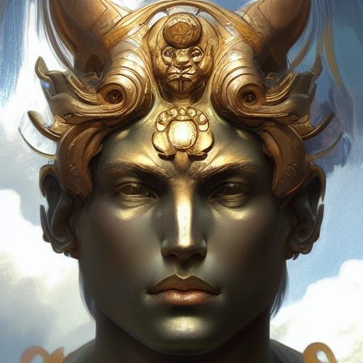 Leo Zodiac God Portrait in Hyperdetailed Digital Art