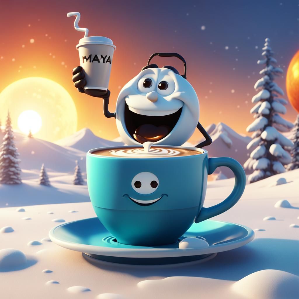 Snowman's Coffee Break: Pixar-Style Sunscape