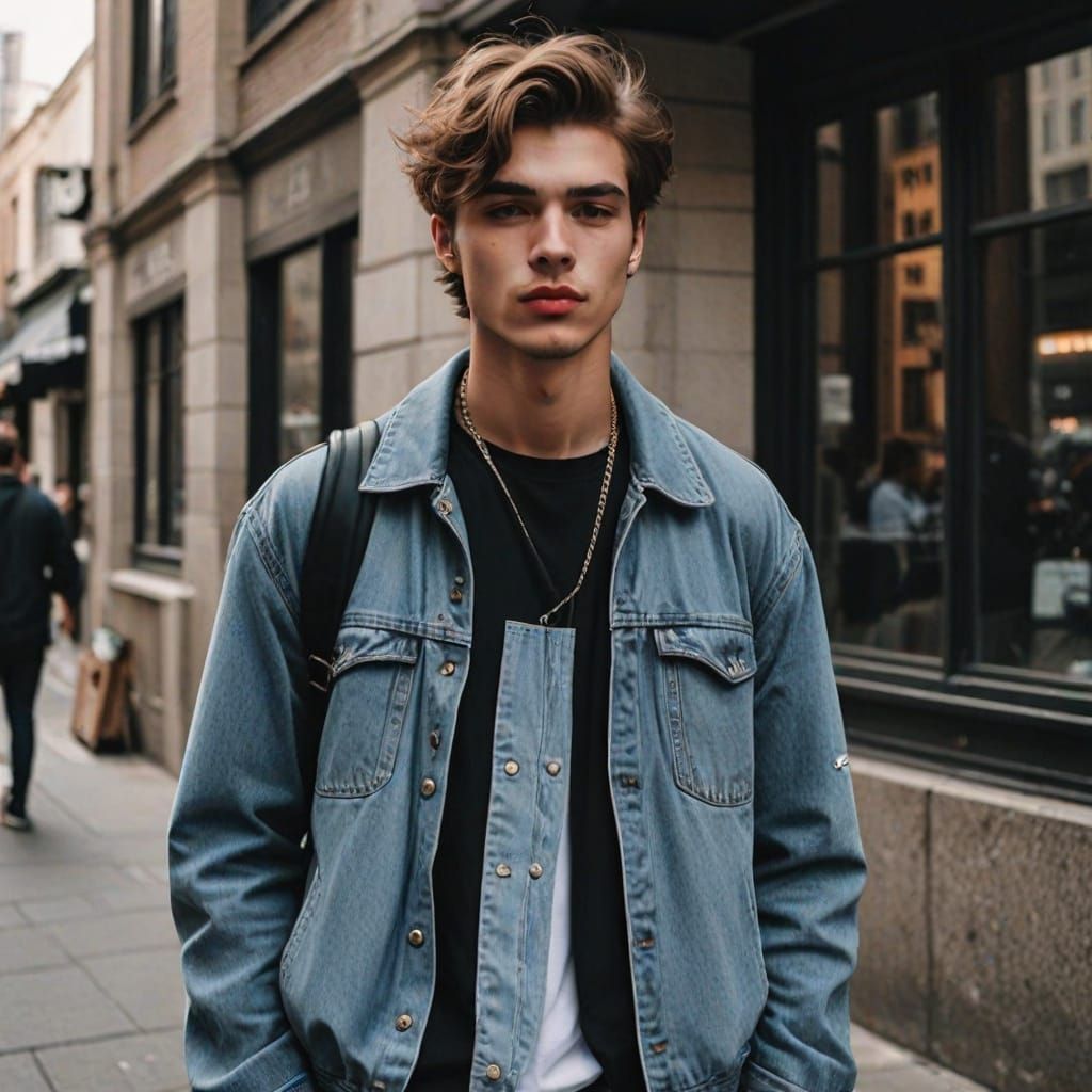 Handsome Young Man in Trendy Outfit