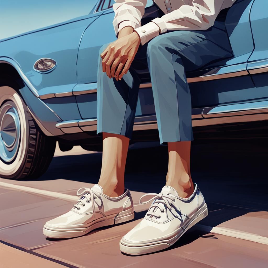 Woman Wearing Keds Sneakers in Low-Poly 3D Art