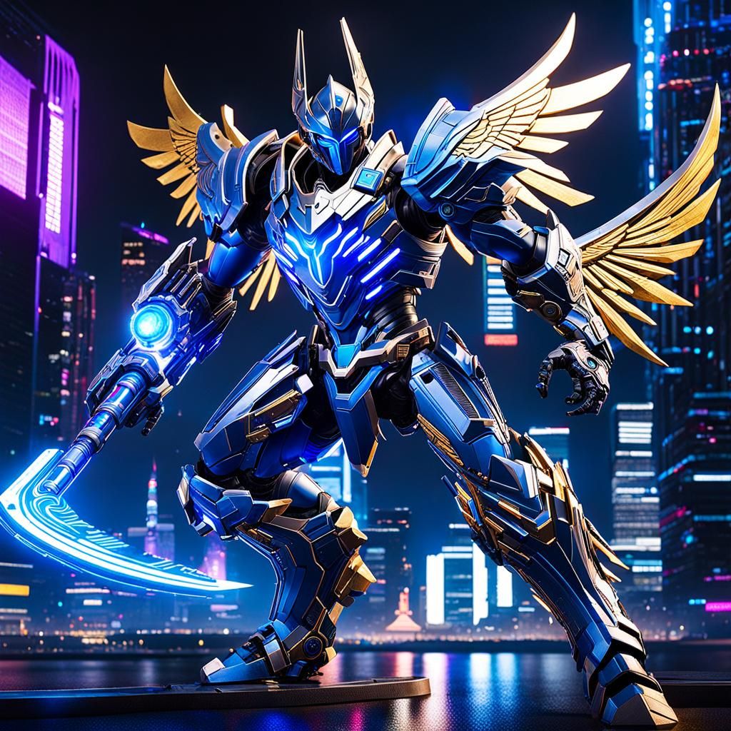 Circuit Seraph (Neon-eyed guardian, Circuit Seraph, defends ...