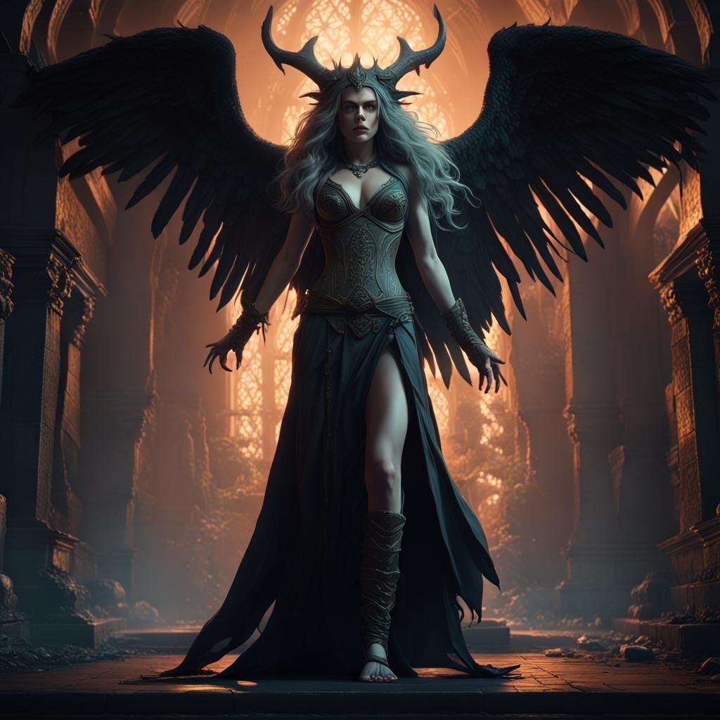 Gothic Dark Fantasy Portrait of Norse Goddess Hel