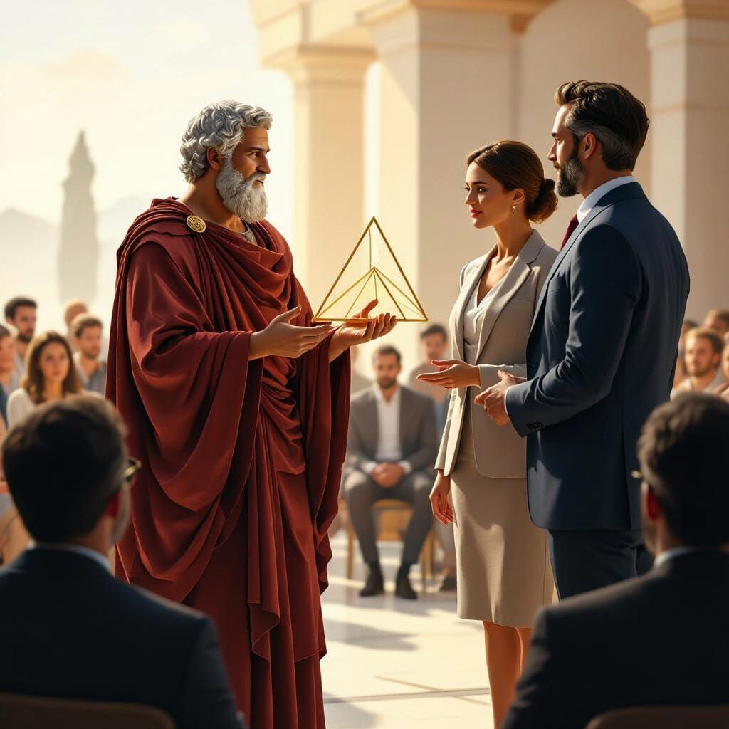 Aristotle Discusses Geometry with Modern Business People