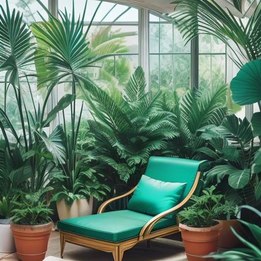 Turquoise Lounge with Plants: Professional Photography