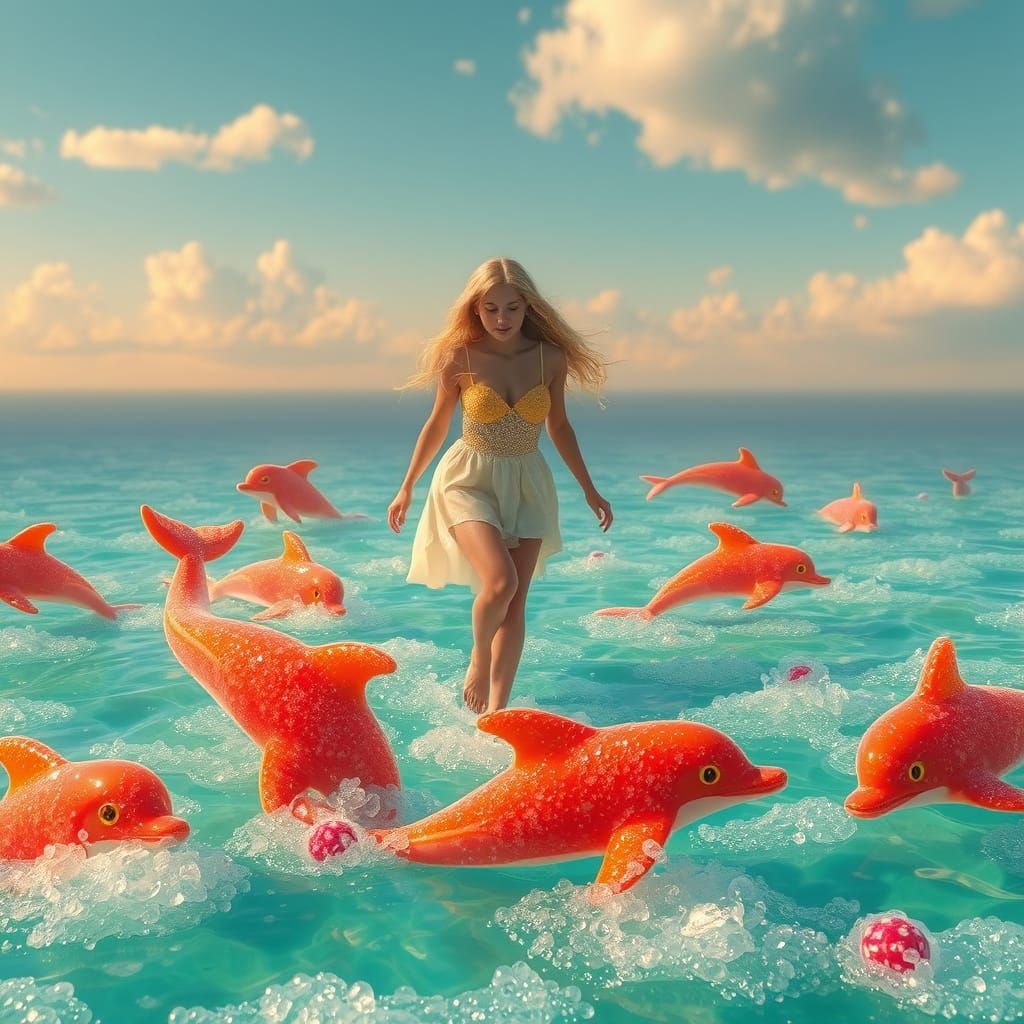 Surreal Soda Sea Adventure with Candy Dolphins