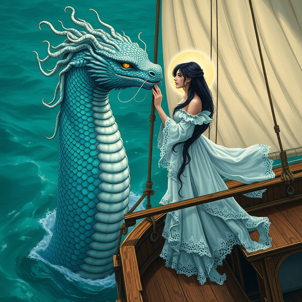 Mystical Sea Serpent Encounter on Turquoise Sea