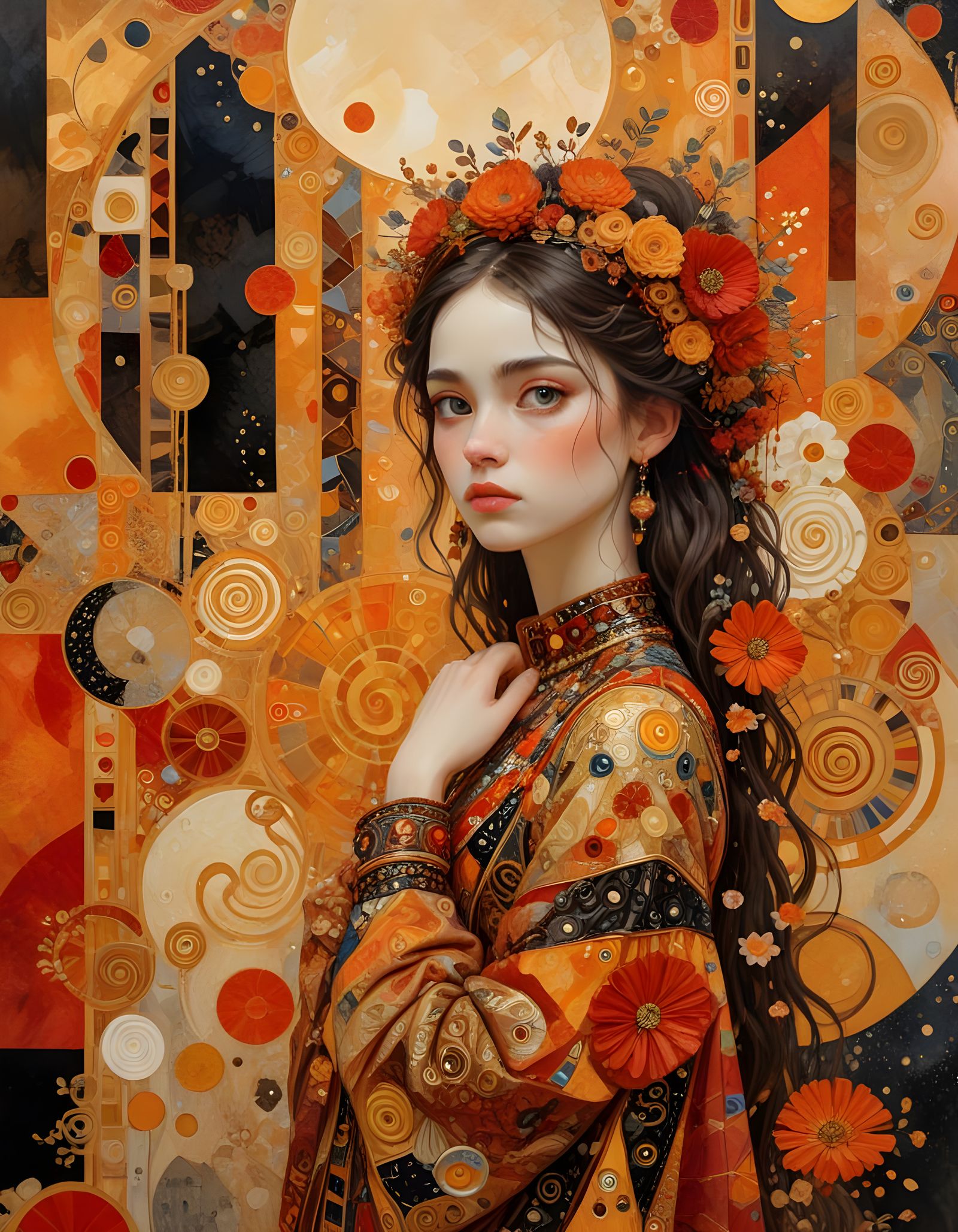 Dreamlike Girl Portrait in Impasto Gouache Style