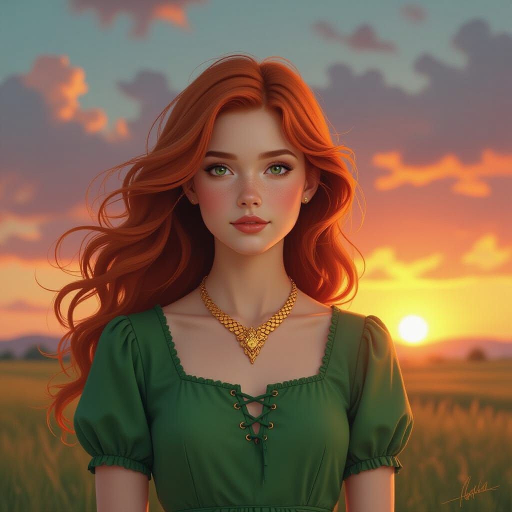Girl with Dragon Scale Necklace, Fantasy Matte Painting