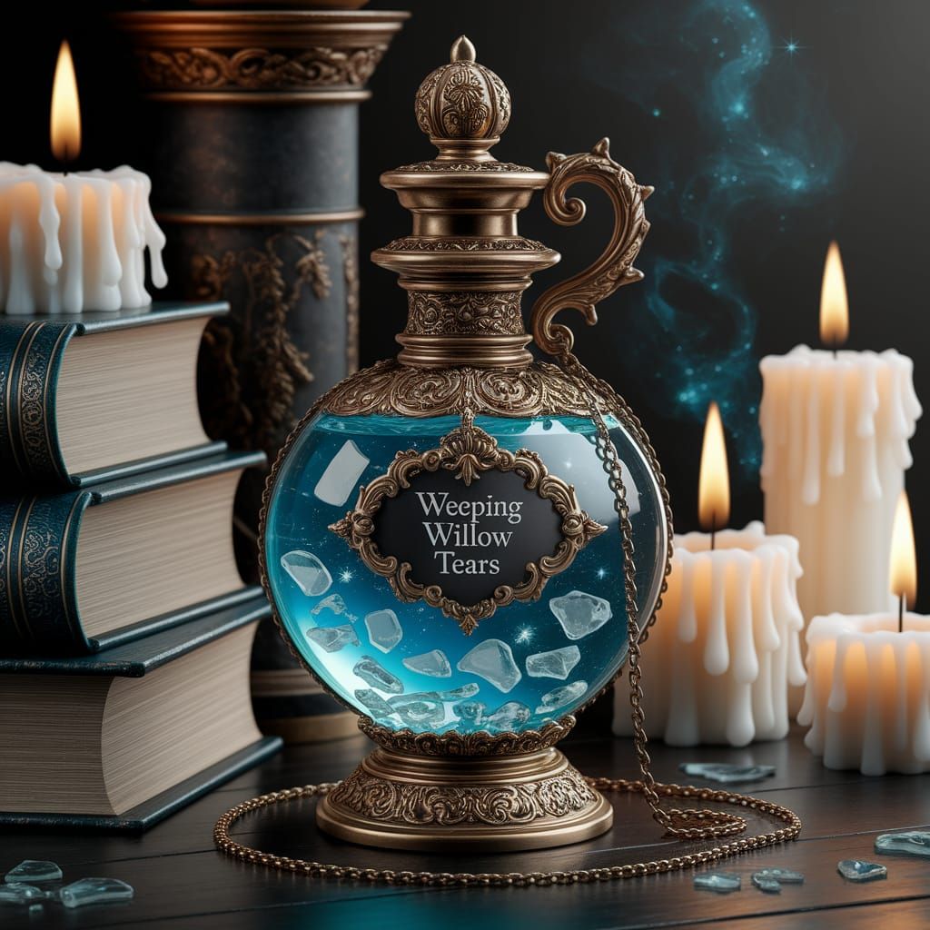 Ethereal Potion Bottle in Mystical Study