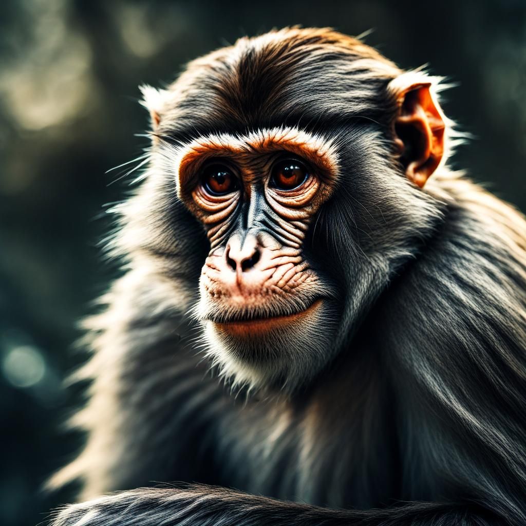 Hyperrealistic Monkey Portrait in Sharp Focus